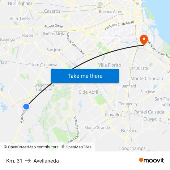 Km. 31 to Avellaneda map