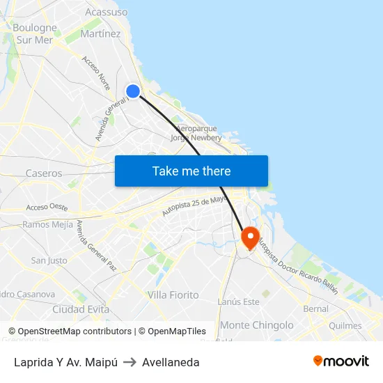 Laprida Y Av. Maipú to Avellaneda map