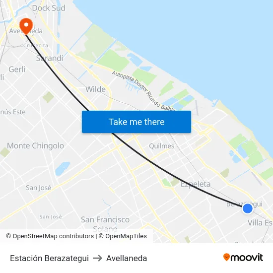 Estación Berazategui to Avellaneda map