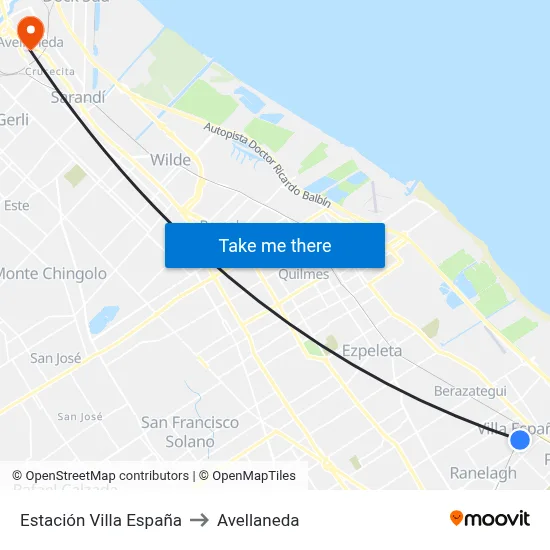 Estación Villa España to Avellaneda map