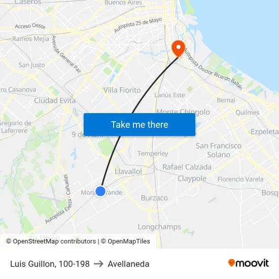 Luis Guillon, 100-198 to Avellaneda map