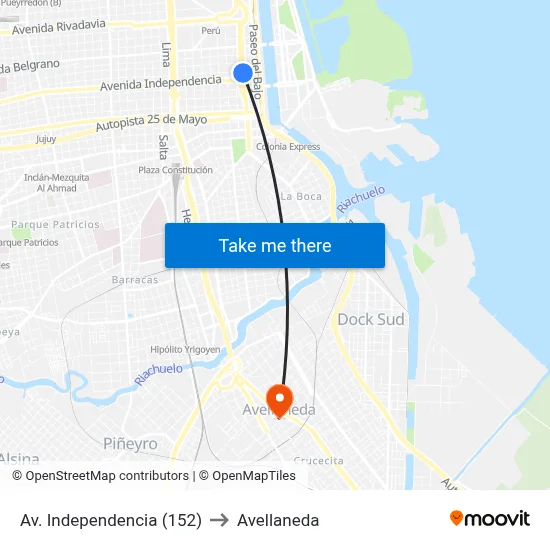 Av. Independencia (152) to Avellaneda map