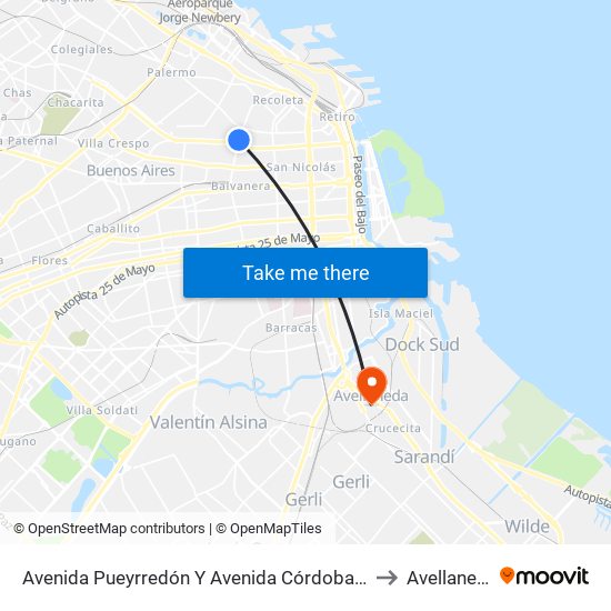 Avenida Pueyrredón Y Avenida Córdoba (41) to Avellaneda map