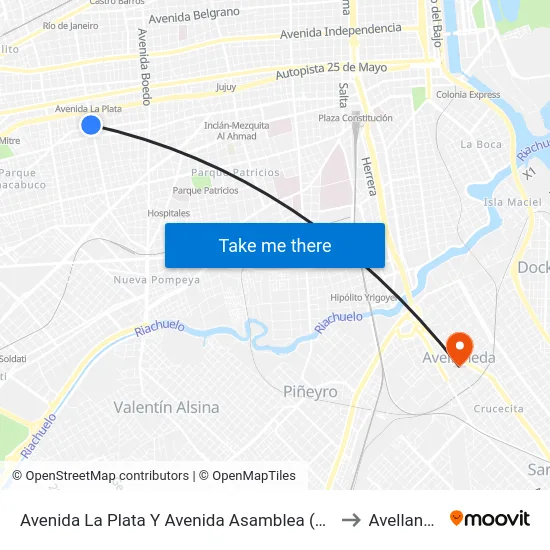 Avenida La Plata Y Avenida Asamblea (65 - 85) to Avellaneda map