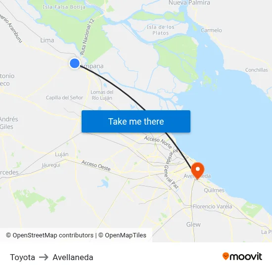 Toyota to Avellaneda map