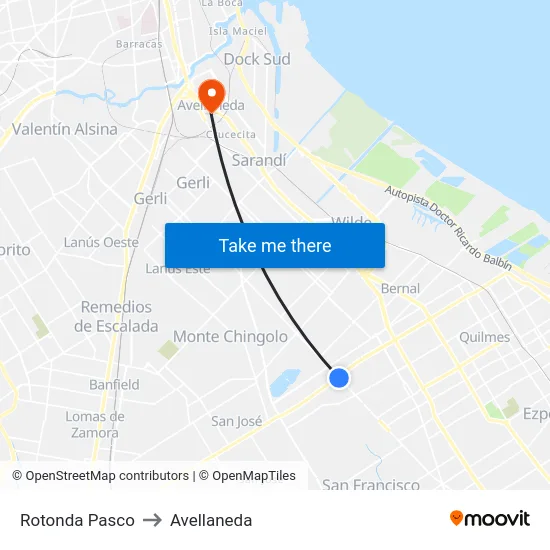 Rotonda Pasco to Avellaneda map