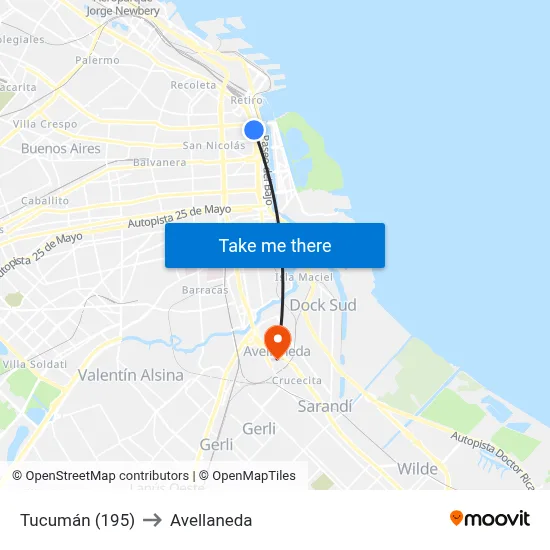 Tucumán (195) to Avellaneda map