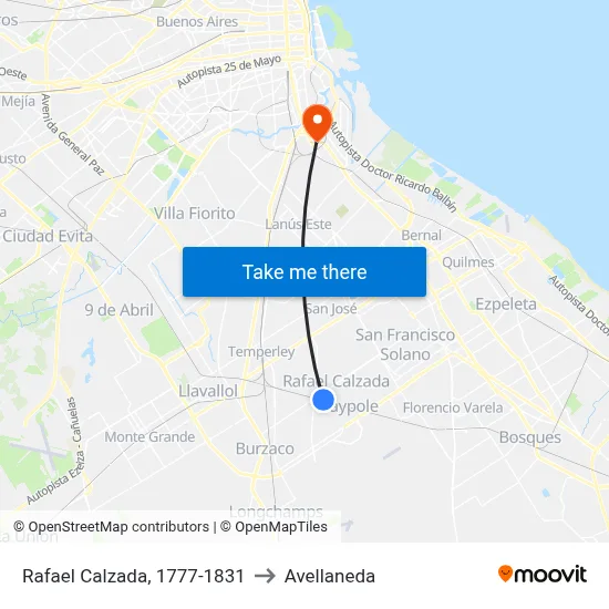 Rafael Calzada, 1777-1831 to Avellaneda map