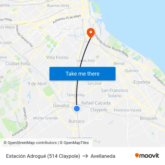 Estación Adrogué (514 Claypole) to Avellaneda map