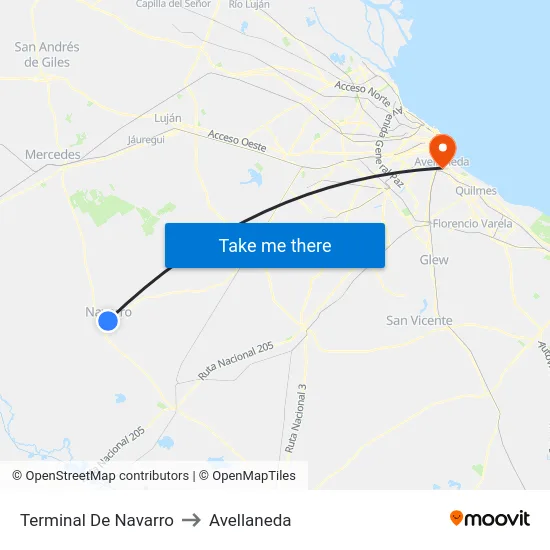 Terminal De Navarro to Avellaneda map