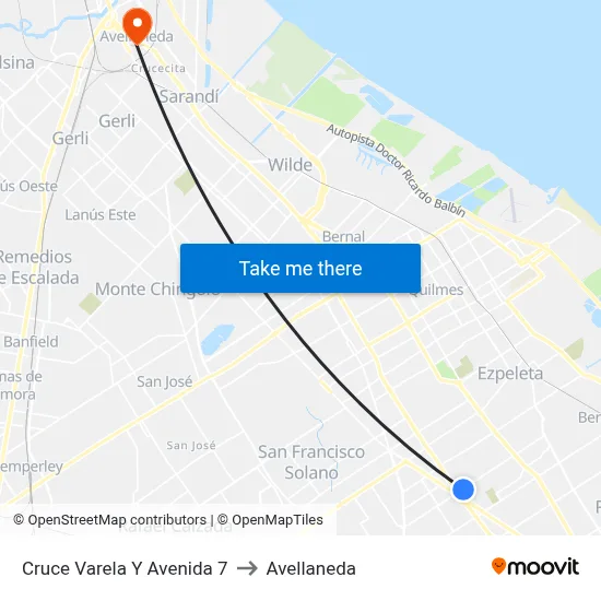 Cruce Varela Y Avenida 7 to Avellaneda map