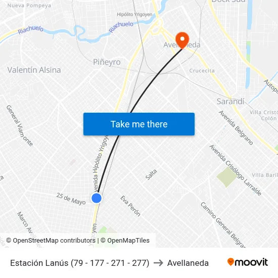 Estación Lanús (79 - 177 - 271 - 277) to Avellaneda map