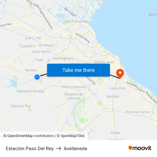 Estación Paso Del Rey to Avellaneda map