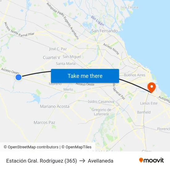 Estación Gral. Rodríguez (365) to Avellaneda map