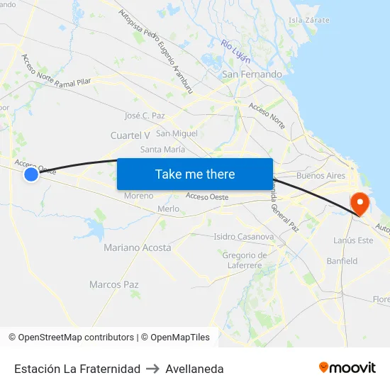 Estación La Fraternidad to Avellaneda map