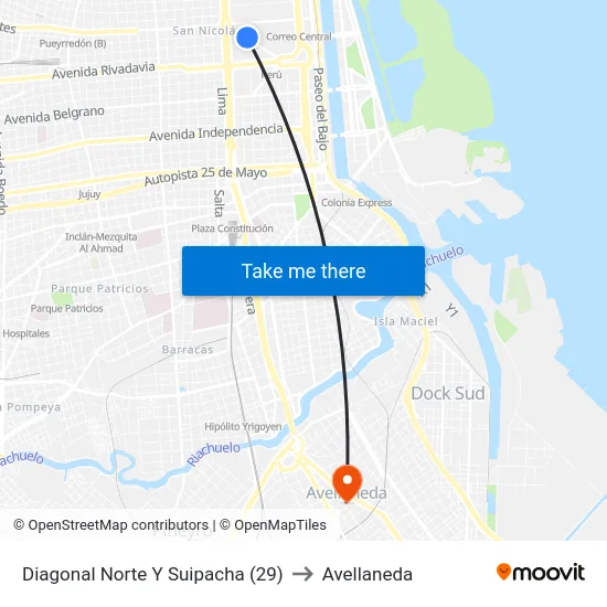 Diagonal Norte Y Suipacha (29) to Avellaneda map