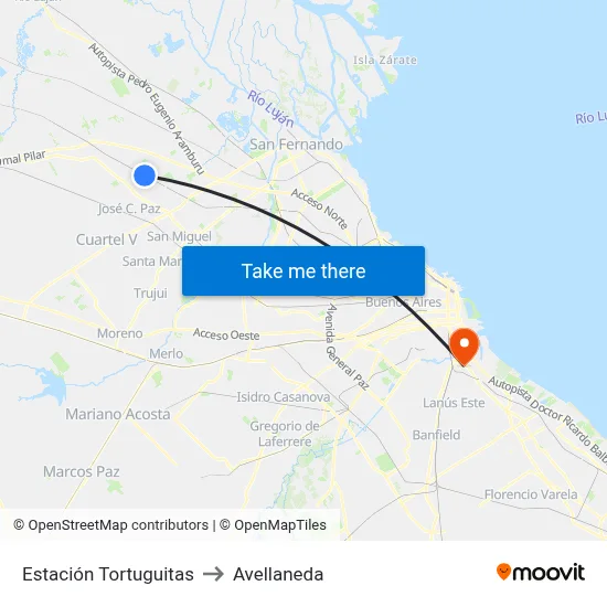 Estación Tortuguitas to Avellaneda map