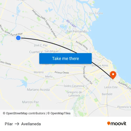 Pilar to Avellaneda map