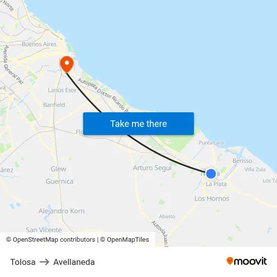 Tolosa to Avellaneda map