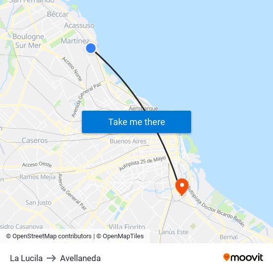 La Lucila to Avellaneda map