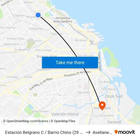 Estación Belgrano C / Barrio Chino (29 - 60) to Avellaneda map