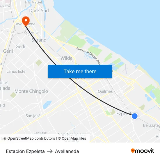 Estación Ezpeleta to Avellaneda map