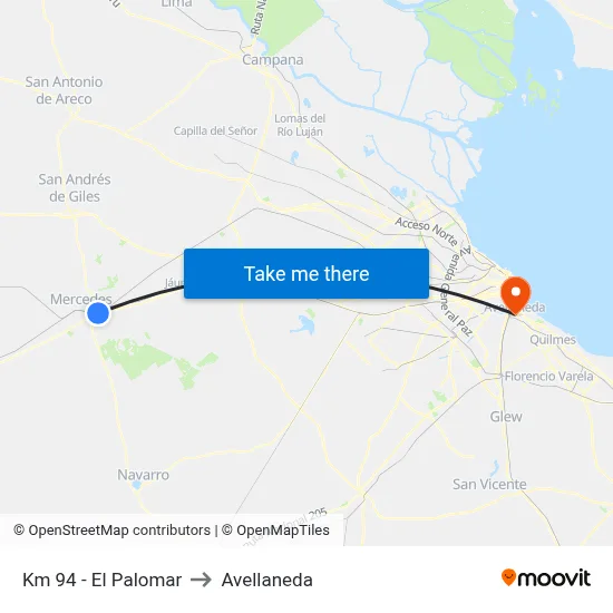 Km 94 - El Palomar to Avellaneda map