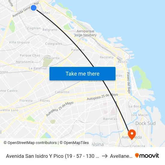 Avenida San Isidro Y Pico (19 - 57 - 130 - 194) to Avellaneda map