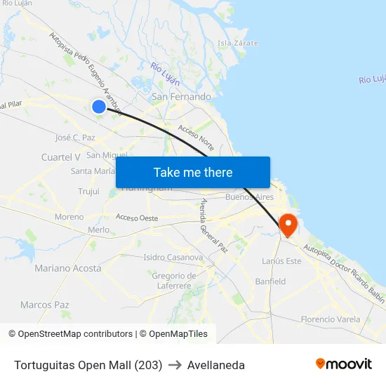 Tortuguitas Open Mall (203) to Avellaneda map