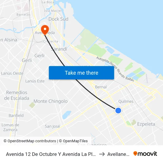 Avenida 12 De Octubre Y Avenida La Plata to Avellaneda map