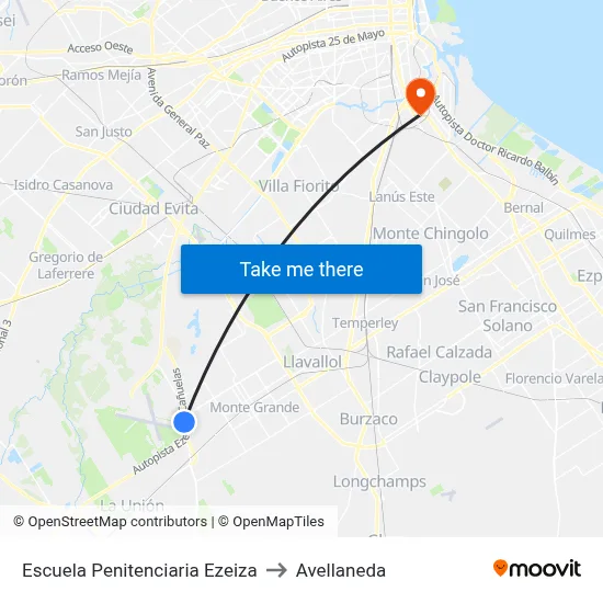 Escuela Penitenciaria Ezeiza to Avellaneda map
