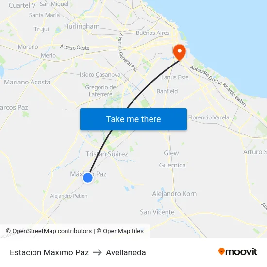 Estación Máximo Paz to Avellaneda map