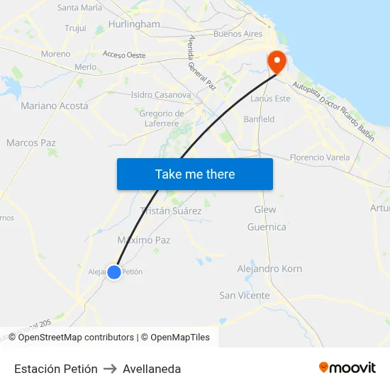 Estación Petión to Avellaneda map