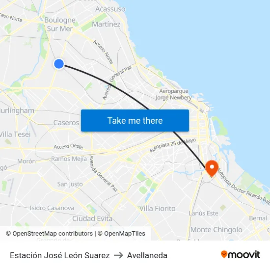 Estación José León Suarez to Avellaneda map