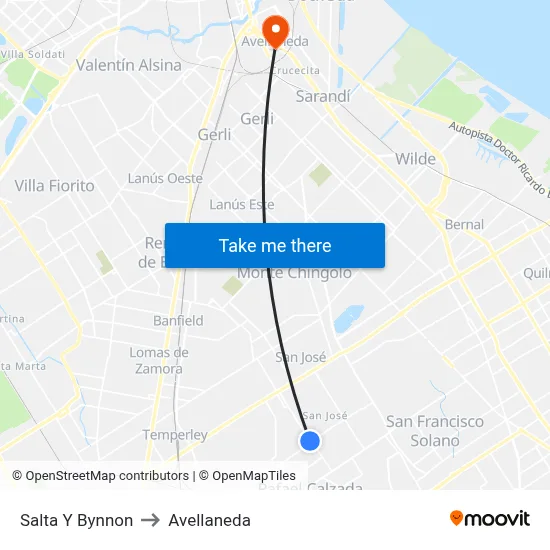 Salta Y Bynnon to Avellaneda map