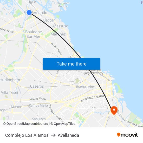Complejo Los Álamos to Avellaneda map