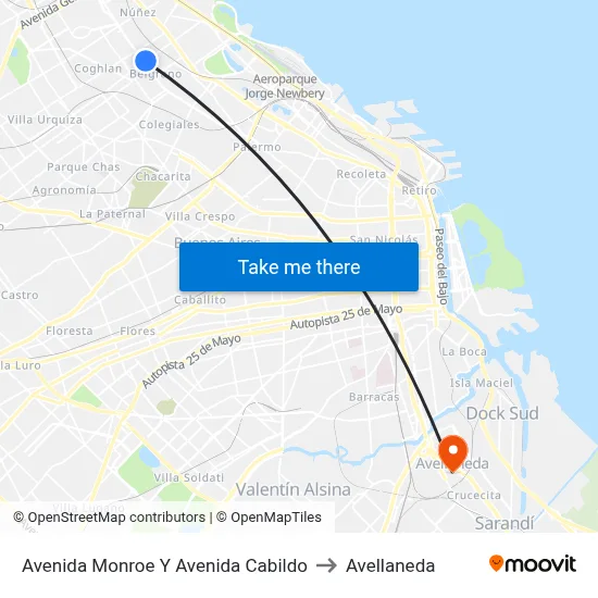 Avenida Monroe Y Avenida Cabildo to Avellaneda map
