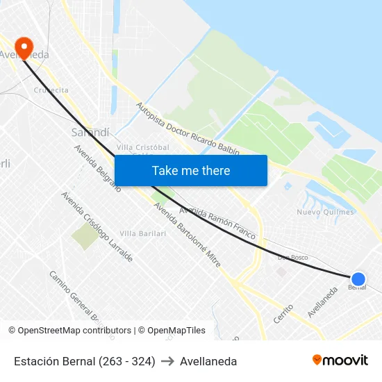 Estación Bernal (263 - 324) to Avellaneda map