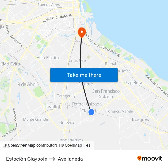 Estación Claypole to Avellaneda map