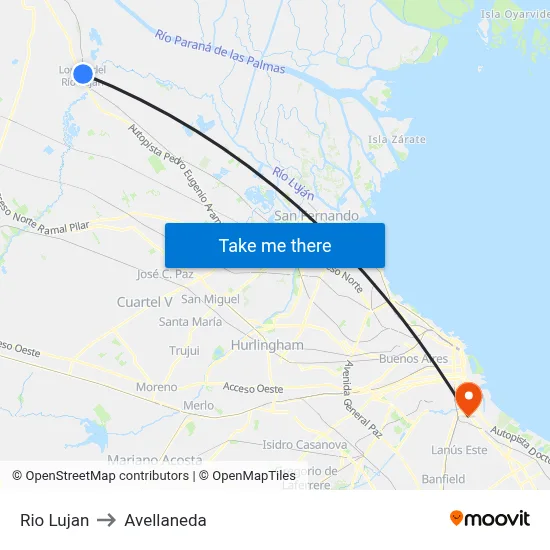 Rio Lujan to Avellaneda map