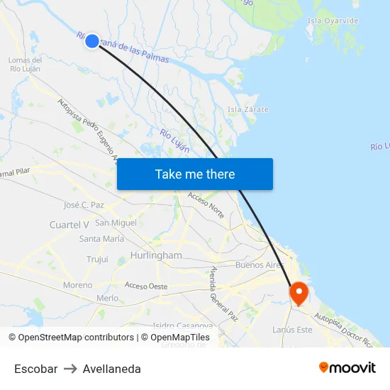 Escobar to Avellaneda map