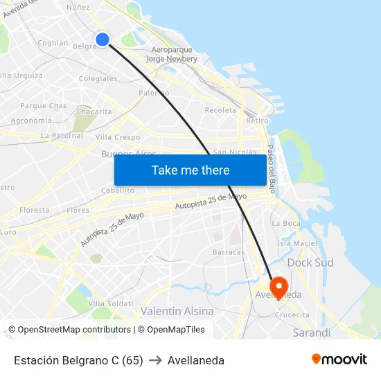 Estación Belgrano C (65) to Avellaneda map