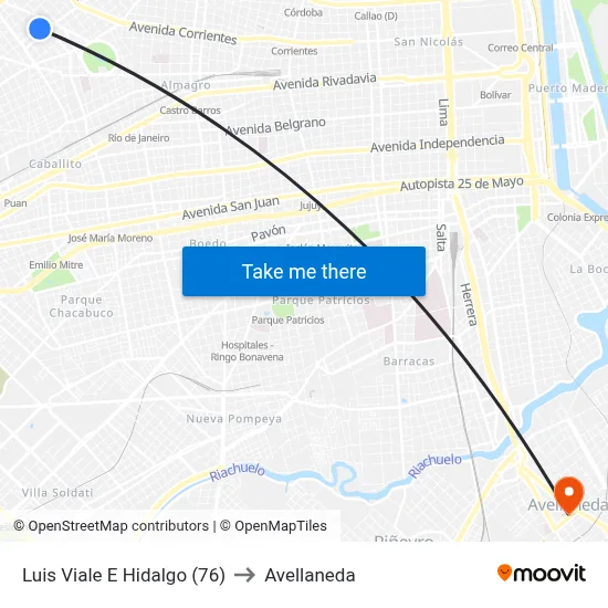 Luis Viale E Hidalgo (76) to Avellaneda map