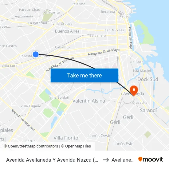 Avenida Avellaneda Y Avenida Nazca (134) to Avellaneda map