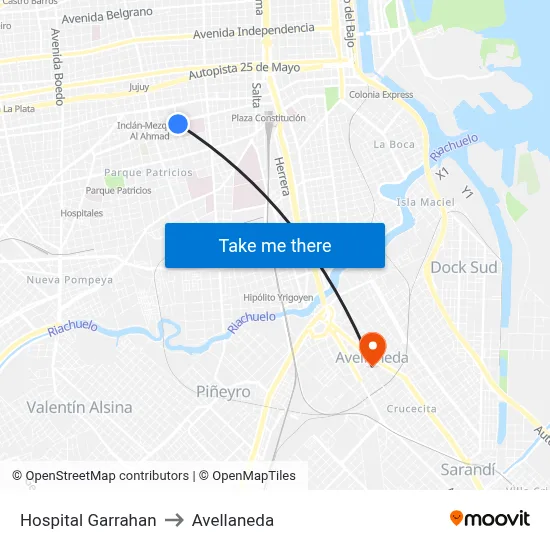 Hospital Garrahan to Avellaneda map