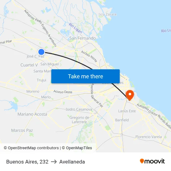 Buenos Aires, 232 to Avellaneda map