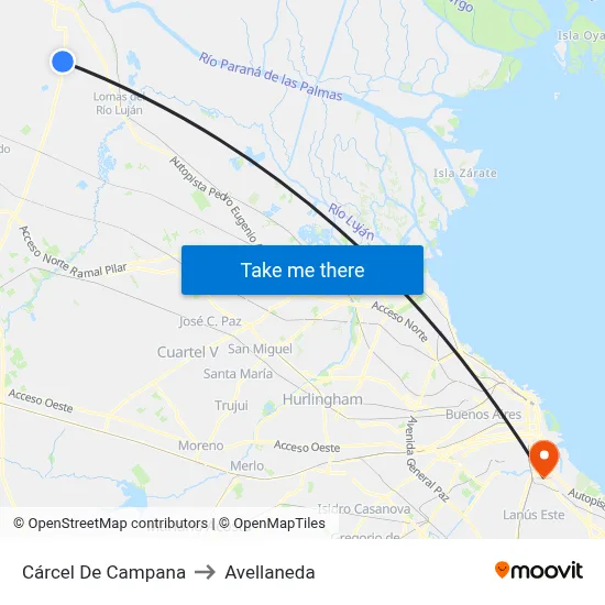 Cárcel De Campana to Avellaneda map