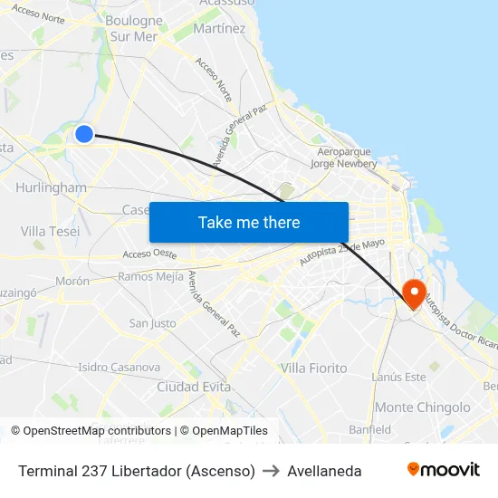 Terminal 237 Libertador (Ascenso) to Avellaneda map