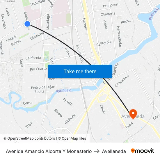 Avenida Amancio Alcorta Y Monasterio to Avellaneda map