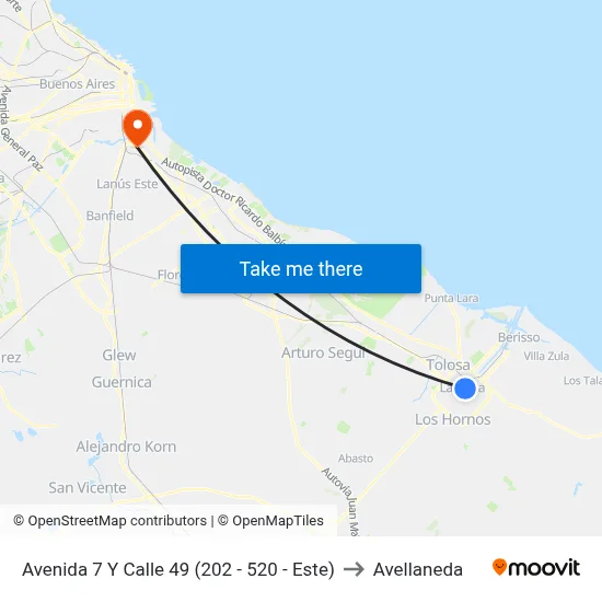 Avenida 7 Y Calle 49 (202 - 520 - Este) to Avellaneda map